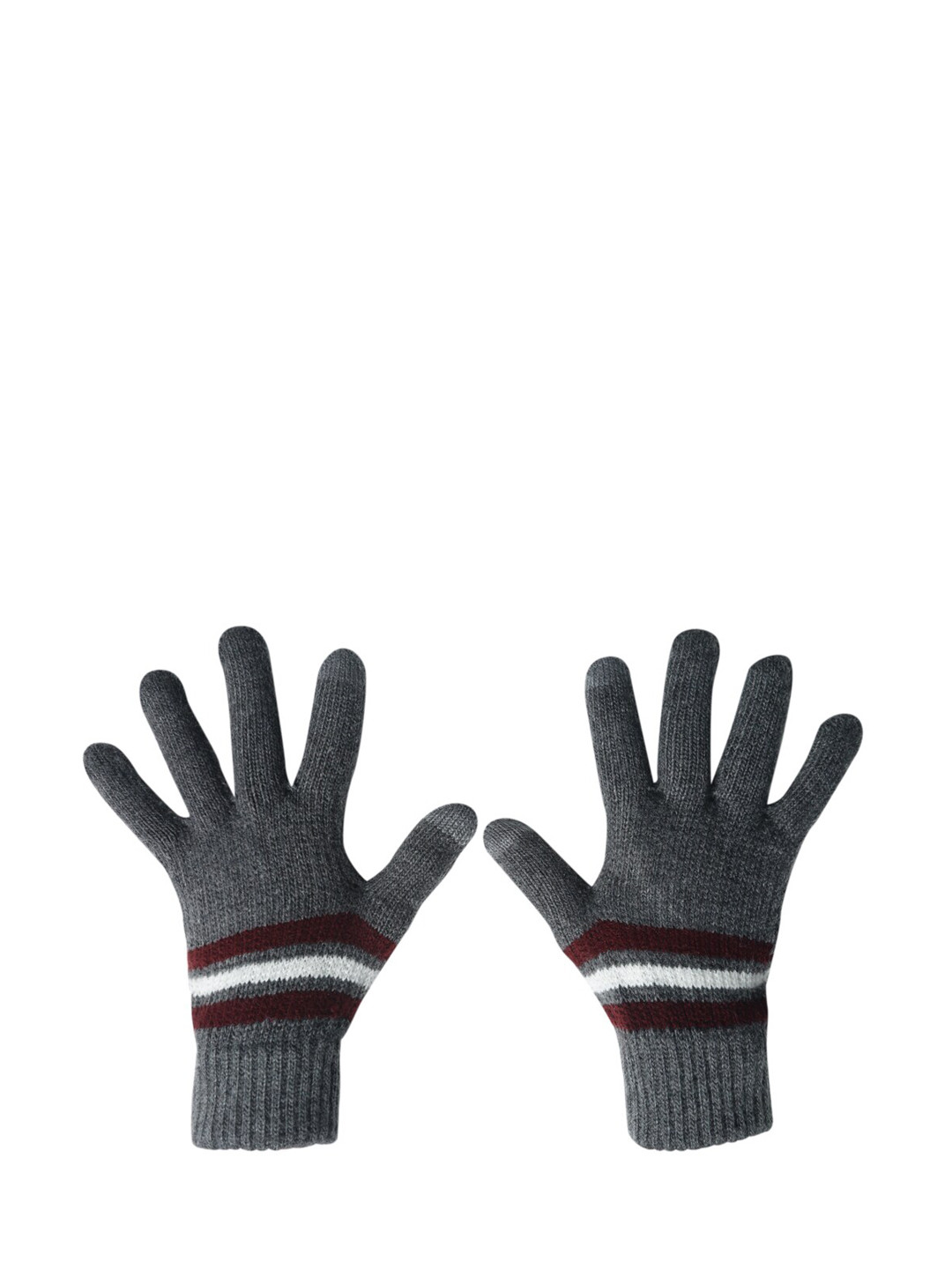 LOOM LEGACY Men Grey Melange Acrylic Hand Gloves