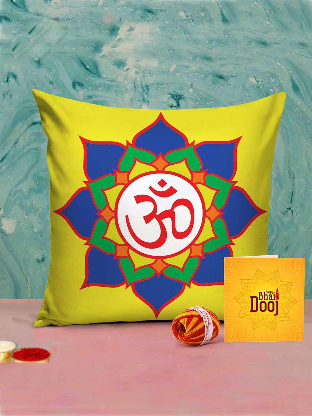 TIED RIBBONS Bhai Dooj Special Printed Cushion Combo Gift Pack