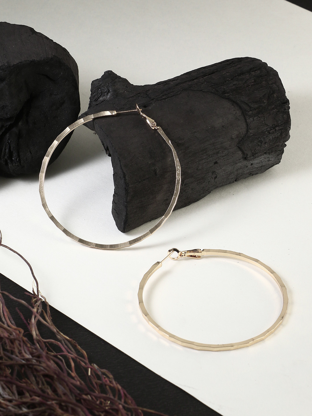 Adwitiya Collection Gold-Toned Classic Hoop Earrings