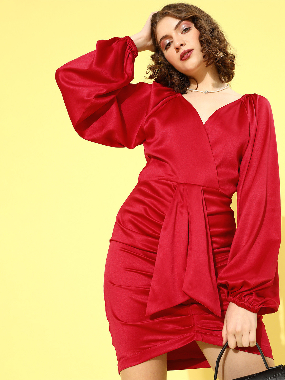 STREET 9 Red Satin Mini Dress