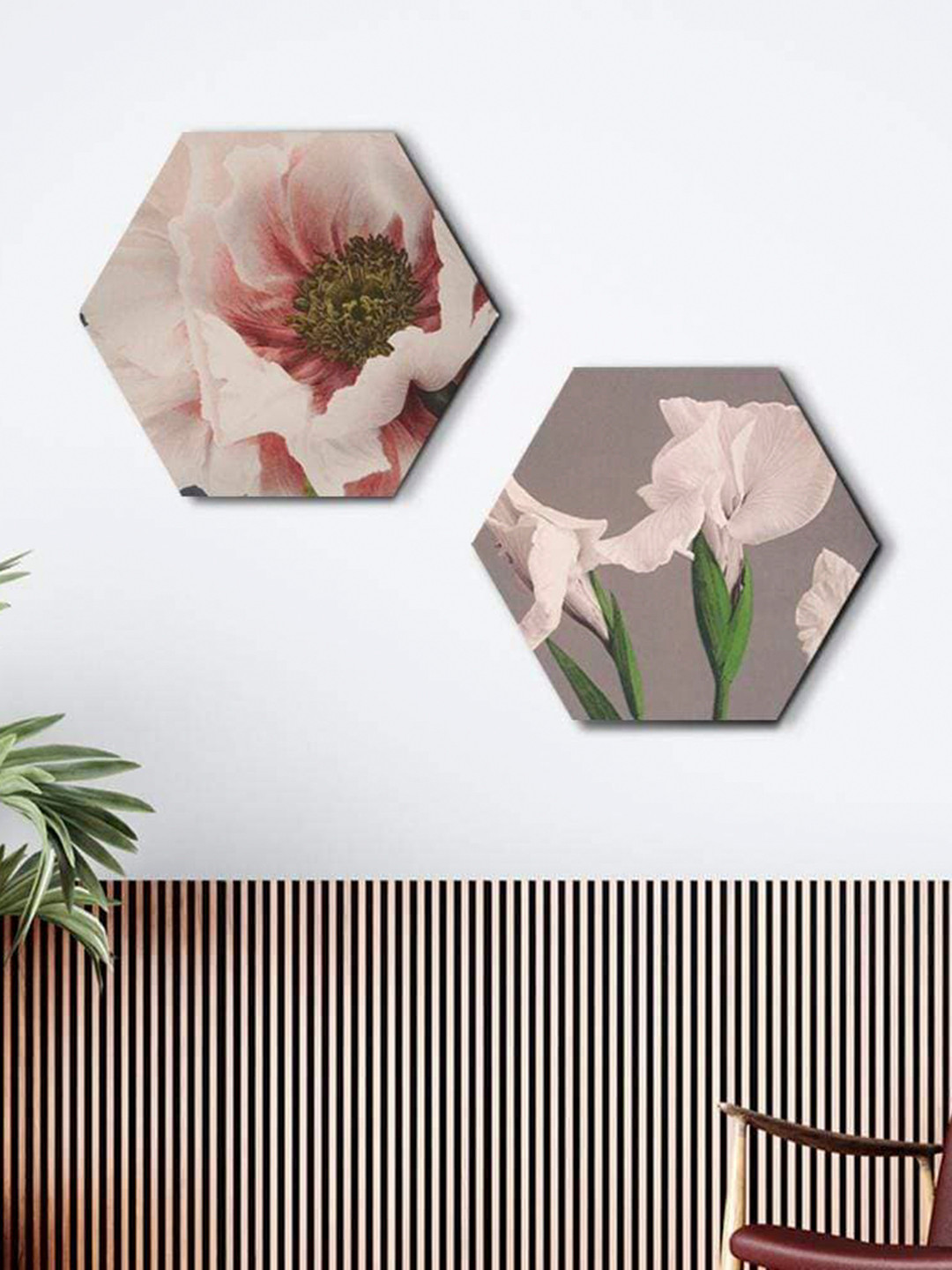 THE ARTMENT Canvas 2 Piece Wall Hexagon Paintings Wall Art 4.64 x 4.64In