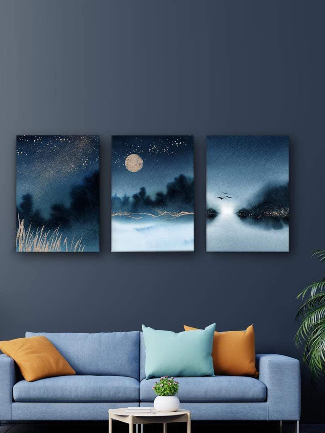 THE ARTMENT Mystical Blues of the Night Matte Finish Canvas With Out Frame