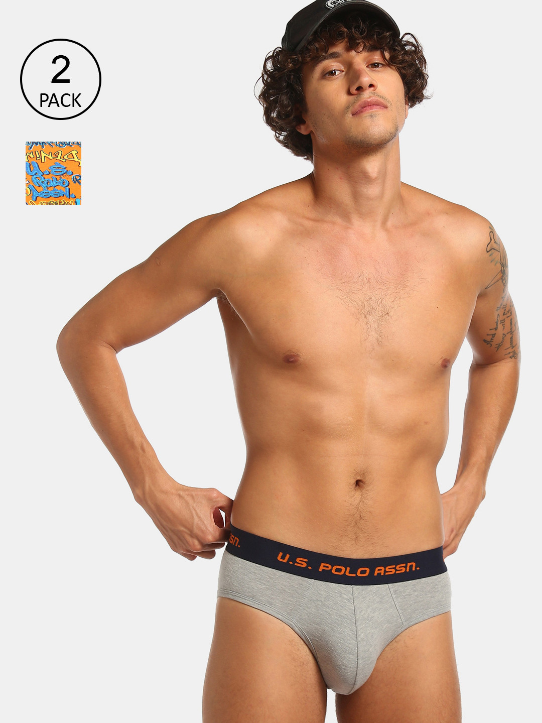 U.S. Polo Assn. Men Assorted Elasticized Waist Briefs - Pack Of 2