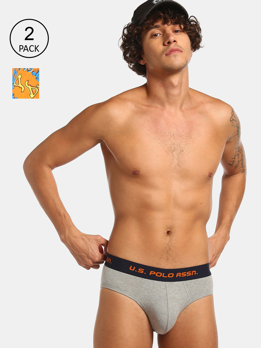 U.S. Polo Assn. Pack of 2 Men Assorted Elasticized Waist Briefs IYAJ-GO0-P2