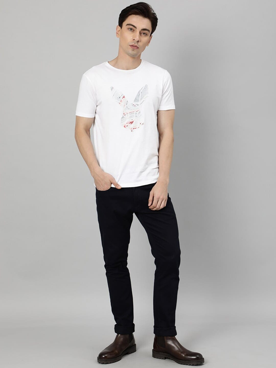 RARE RABBIT Men Spoke Mid-Rise Slim Fit Trouser