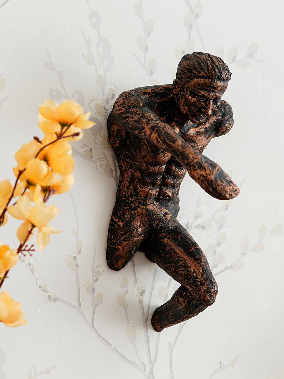 eCraftIndia Man in Running Pose Polyresin Matte Hanging Hall Wall Hangings-11.8In