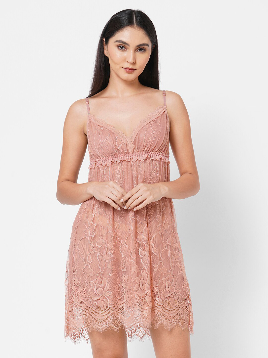 FashionRack Brown Net Baby Doll