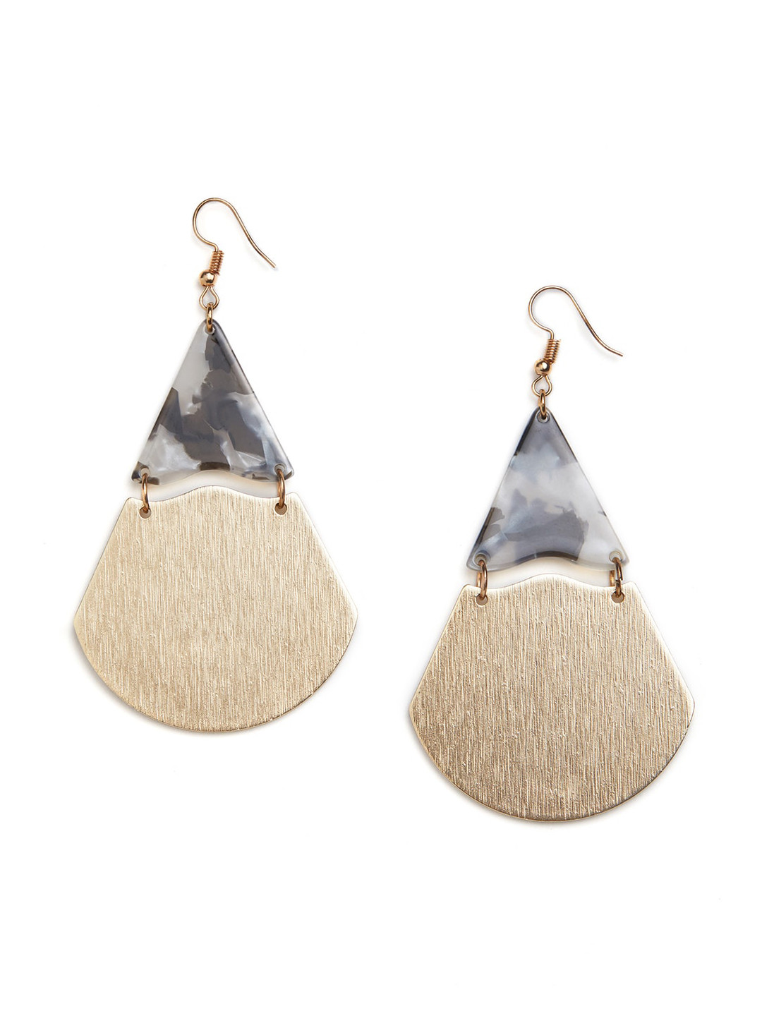 Blisscovered Black & Gold Triangular Drop Earrings