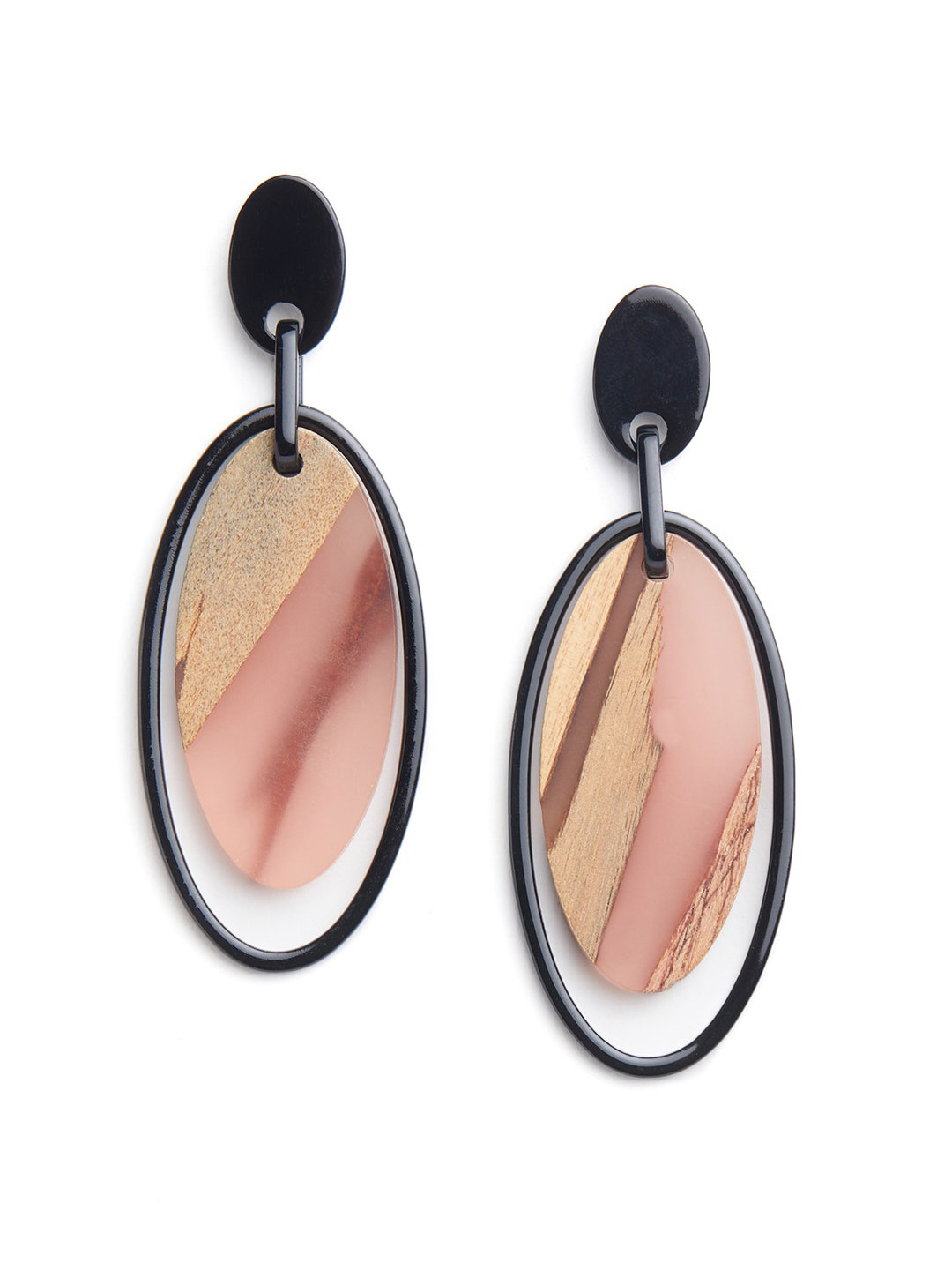Blisscovered Pink Oval Drop Earrings