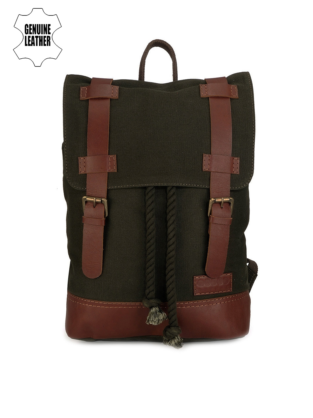 olive green leather backpack