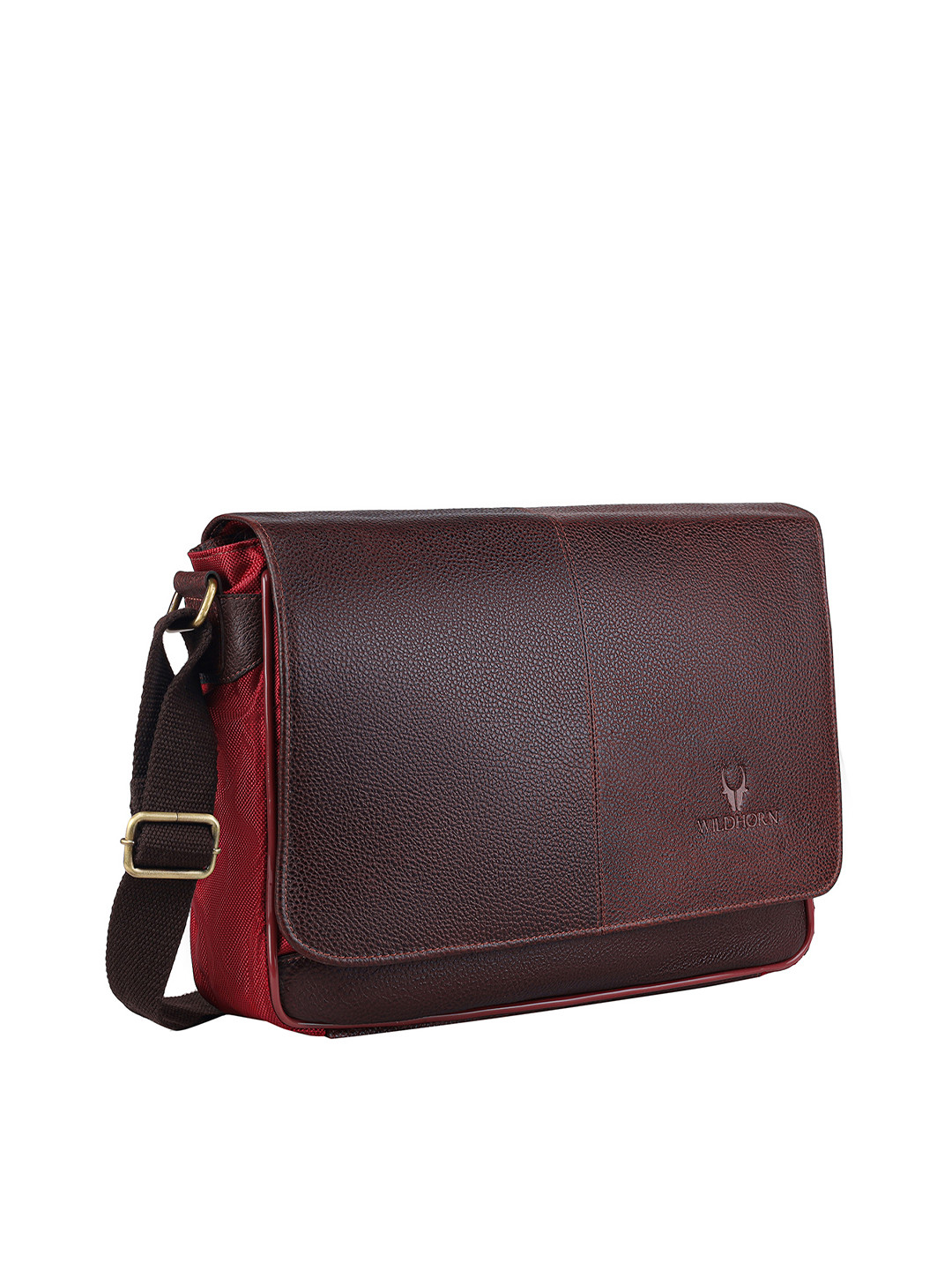 WildHorn Men Maroon & Brown Messenger Bag