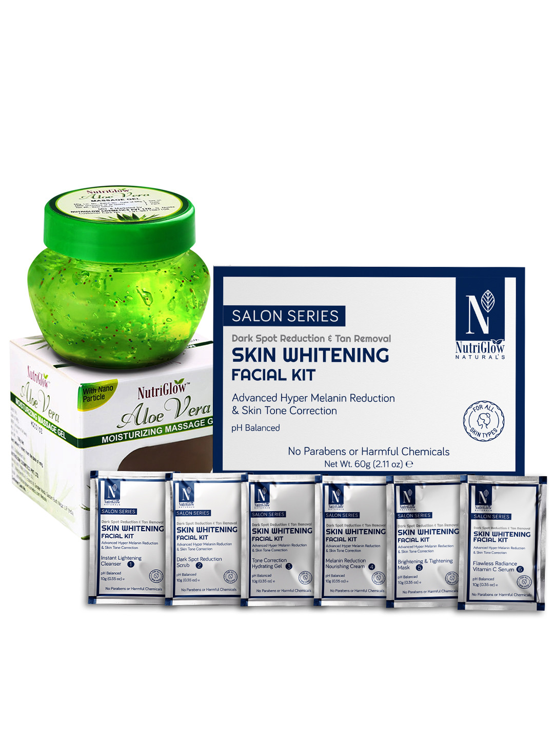 NutriGlow Naturals Skin Wine Facial Kit and Aloe Vera Massage Gel