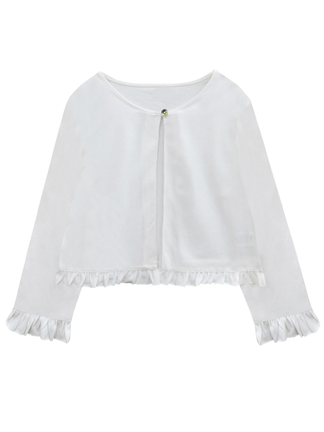 A T U N Girls White Pure Cotton Cardigan