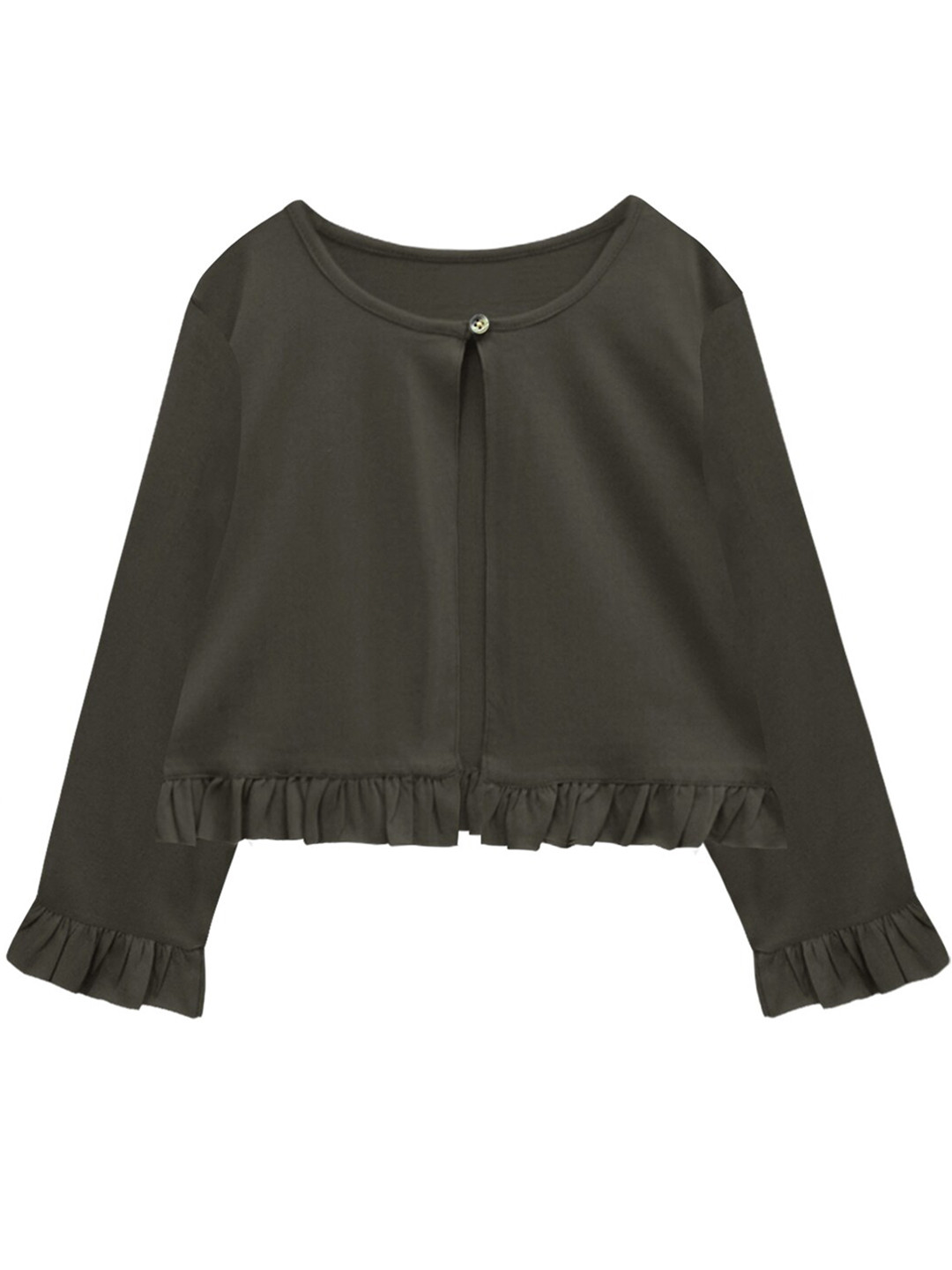 A T U N Girls Black Pure Cotton Cardigan