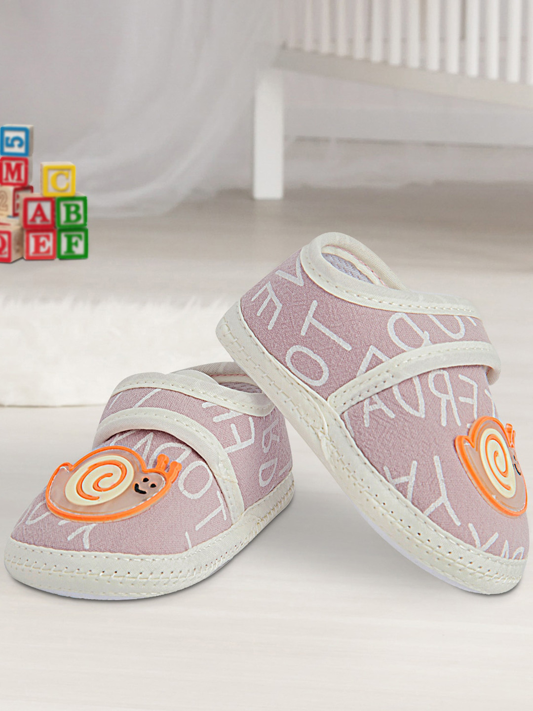 Baby Moo Infants Kids Mauve & White Printed Booties