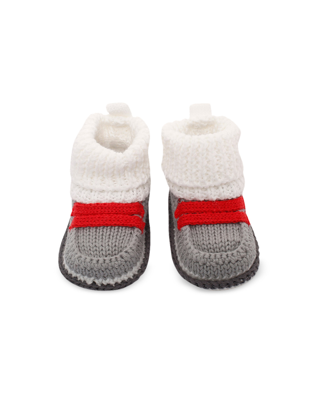 Baby Moo Kids Infant Grey & White Knitted Cotton Socks Booties