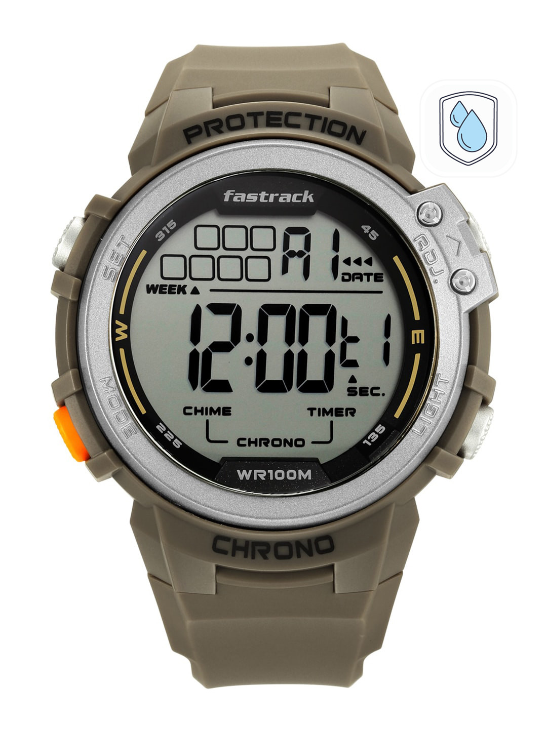 Fastrack Men Grey Dial & Green Straps Digital Watch 38068PP04