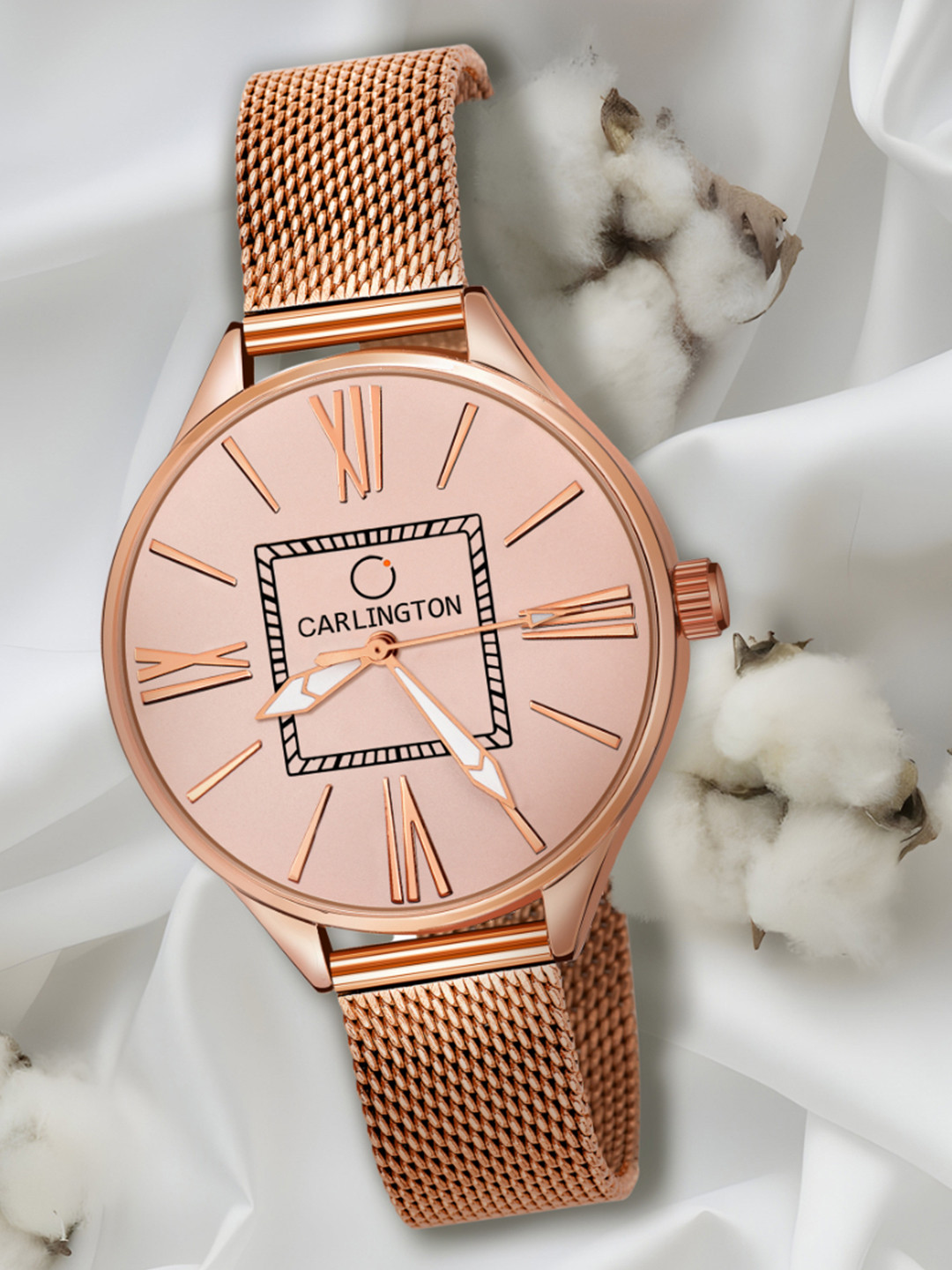 CARLINGTON Women Rose Gold-Toned Dial & Rose Gold Toned Straps Analogue Watch CT2015