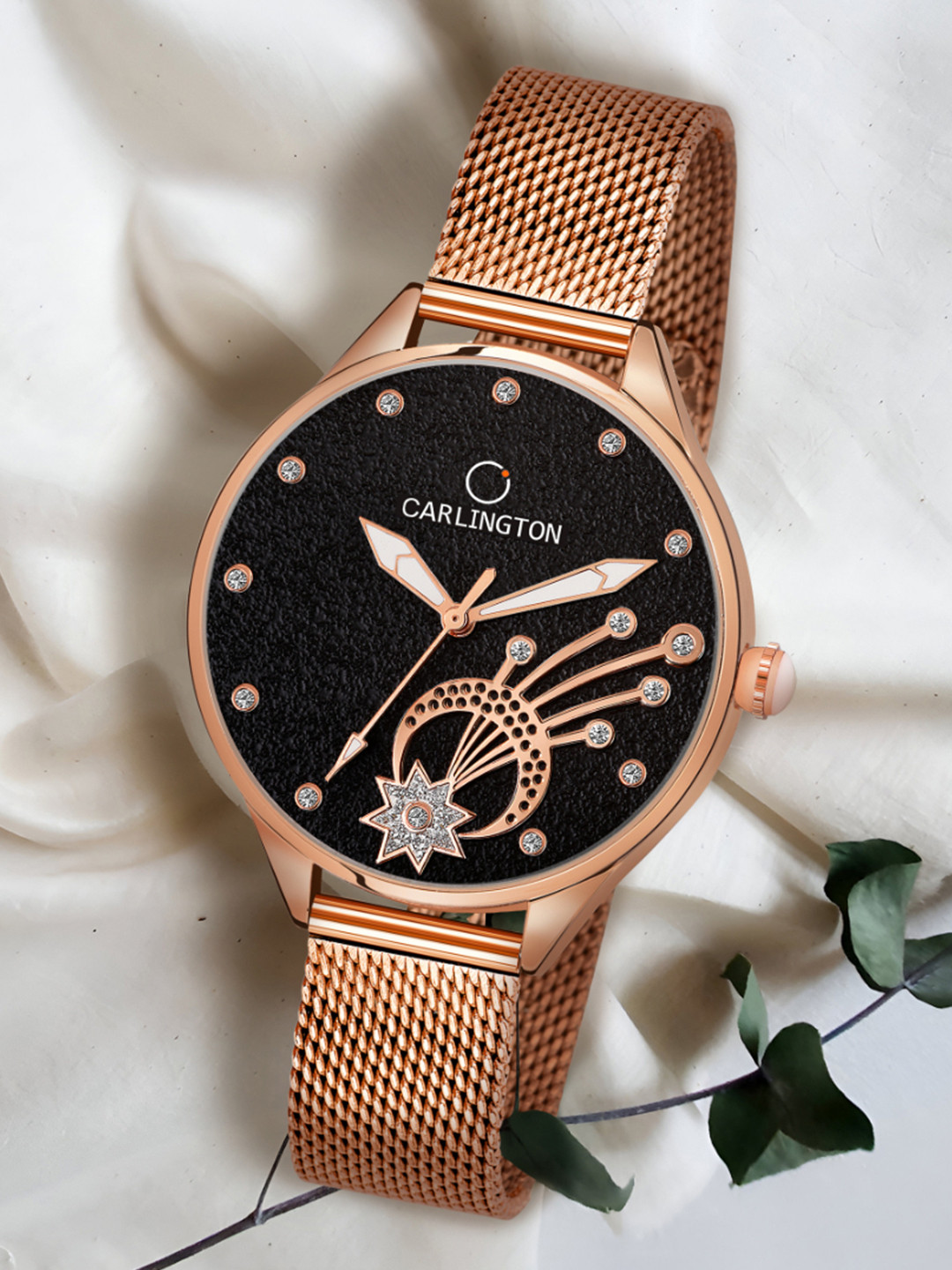 CARLINGTON Women Dial & Stainless Steel Analogue Watch - Carlington CT2020 RoseBlack