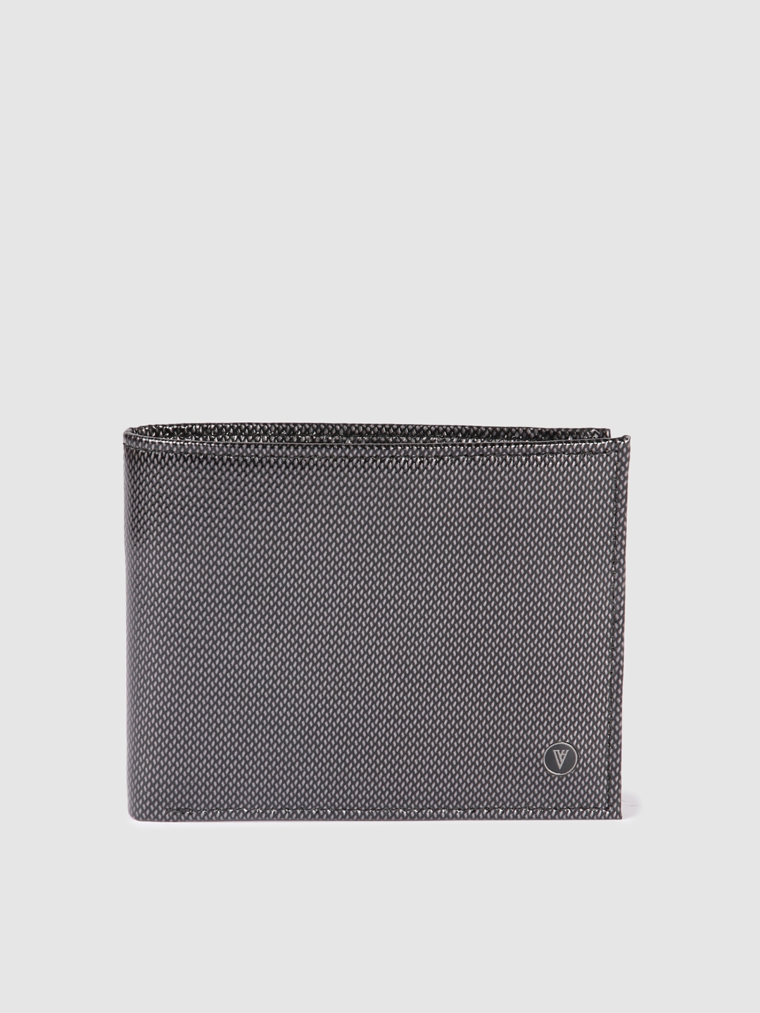 Van Heusen Men Grey Textured Leather Two Fold Wallet