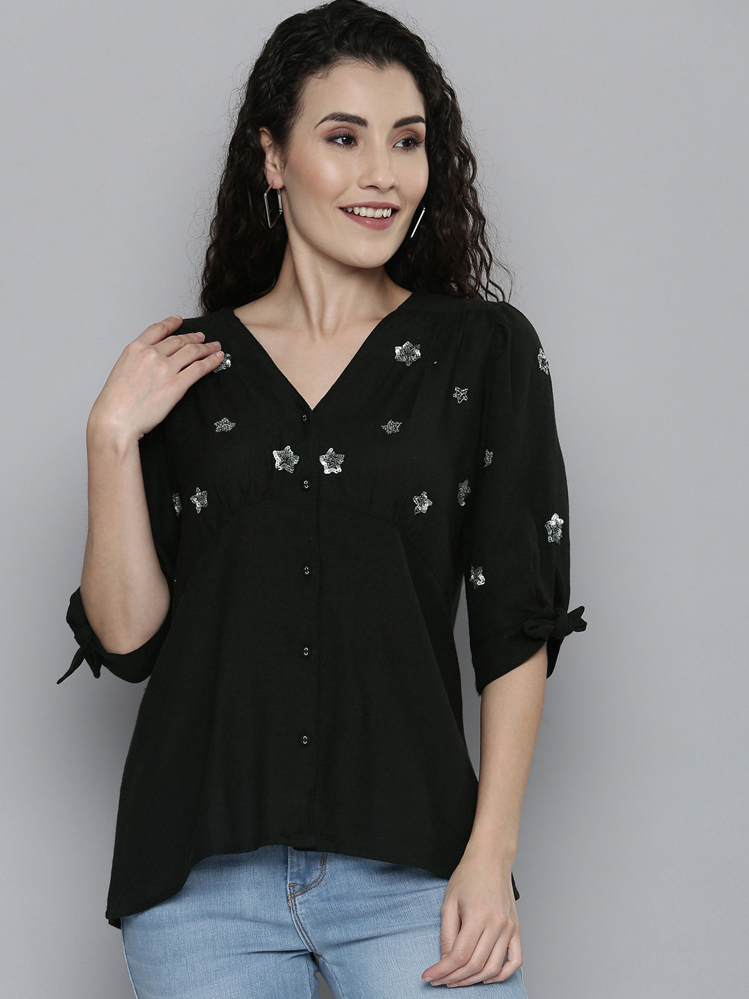 SCOUP Black Embellished Top
