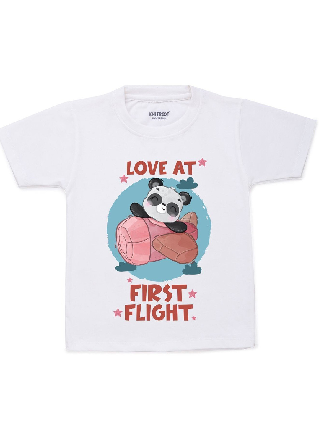 KNITROOT Unisex Kids White Cotton Kung Fu Panda Printed T-shirt