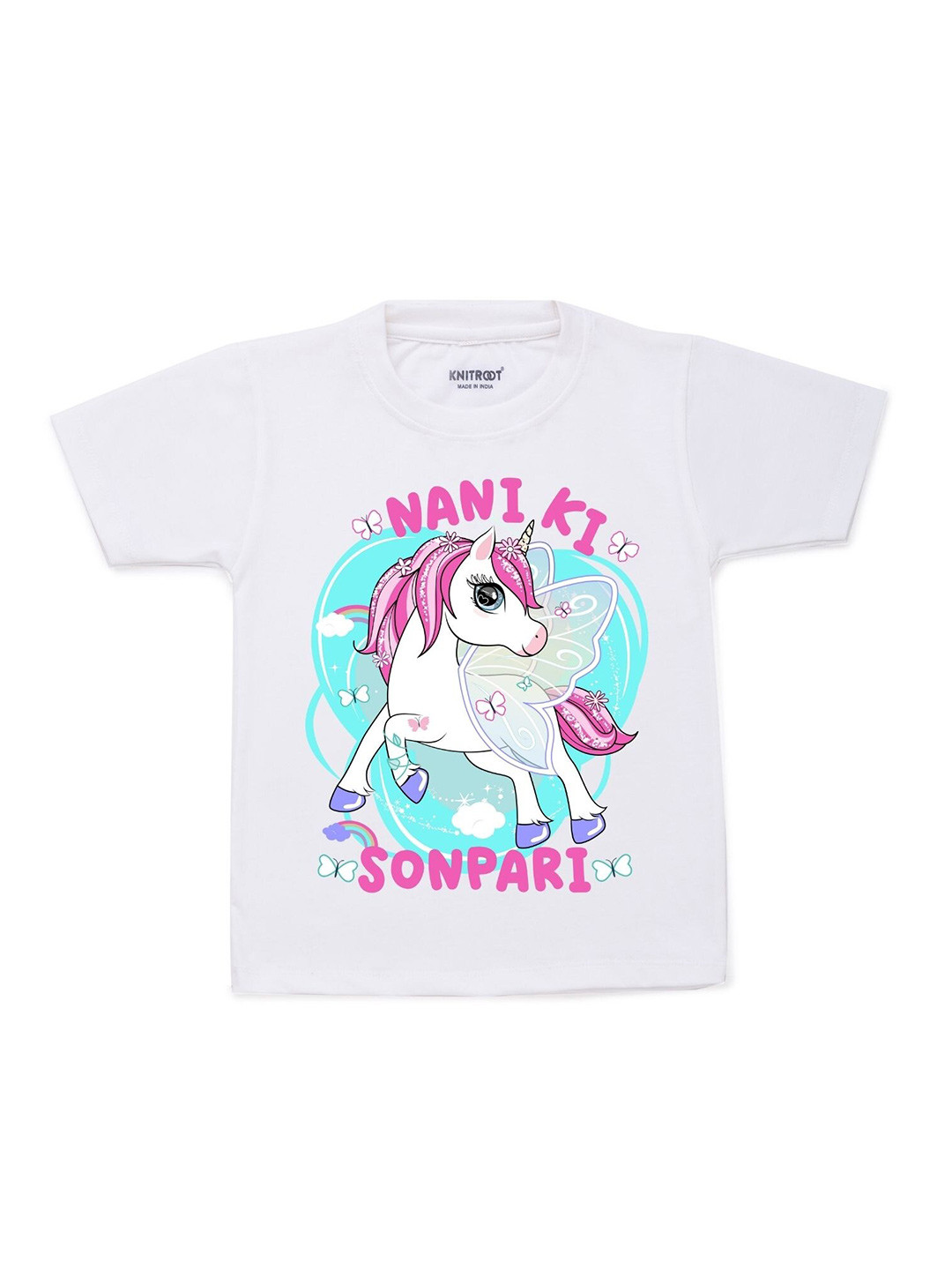 KNITROOT Unisex Kids White Sonpari Printed T-shirt