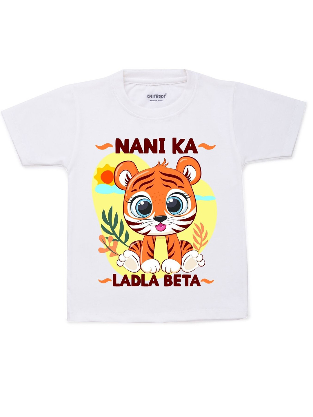 KNITROOT Kids White & Orange Printed T-shirt