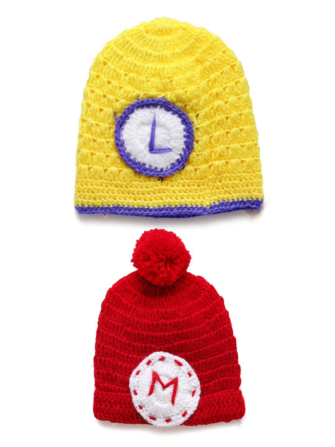 CHUTPUT Kids  Set Of 2 Yellow & Red Woolen Beanie