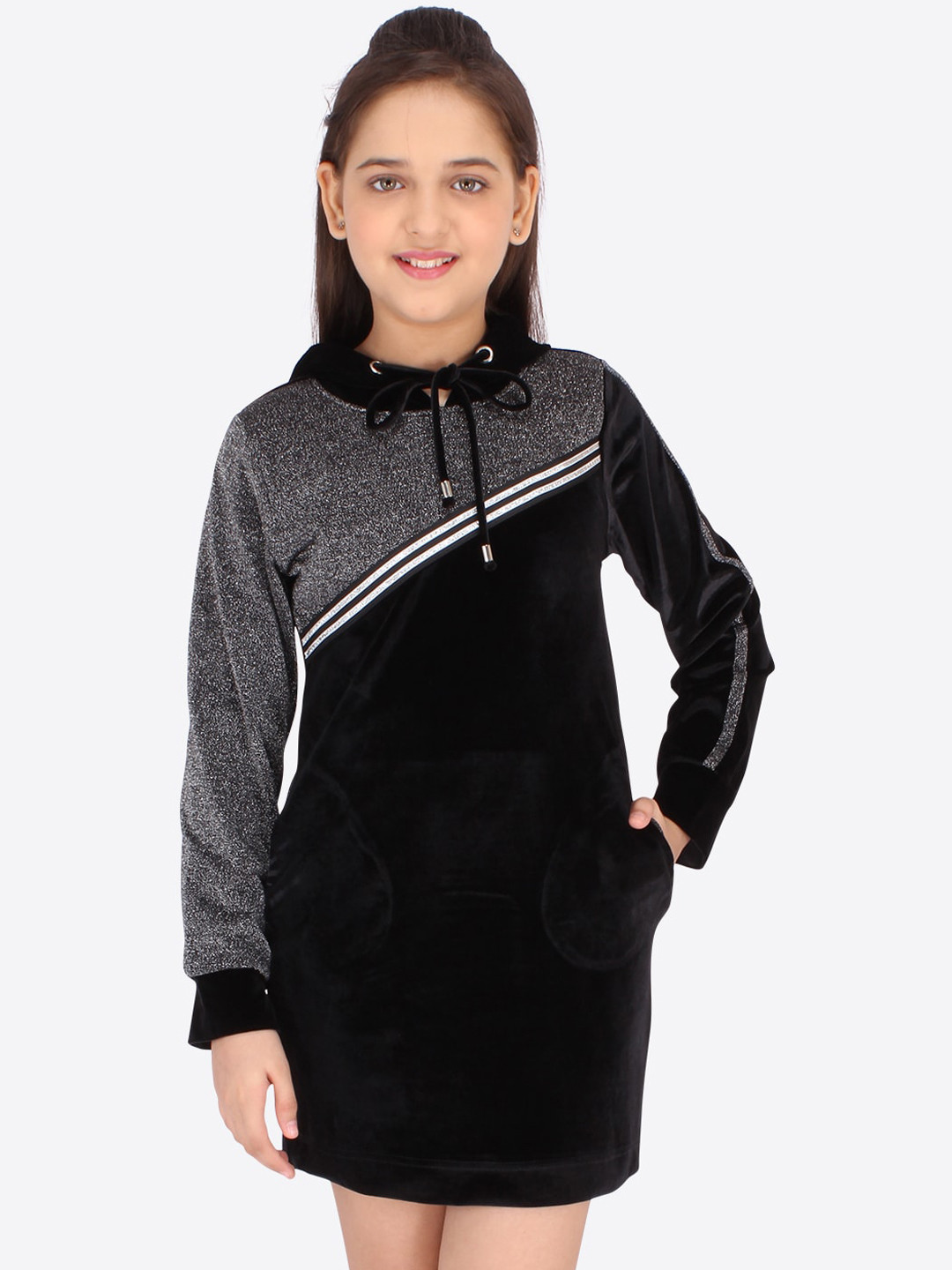 CUTECUMBER Black Hooded T-Shirt Dress