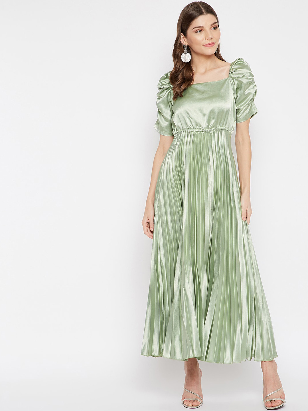 U&F Green Crepe Maxi Dress