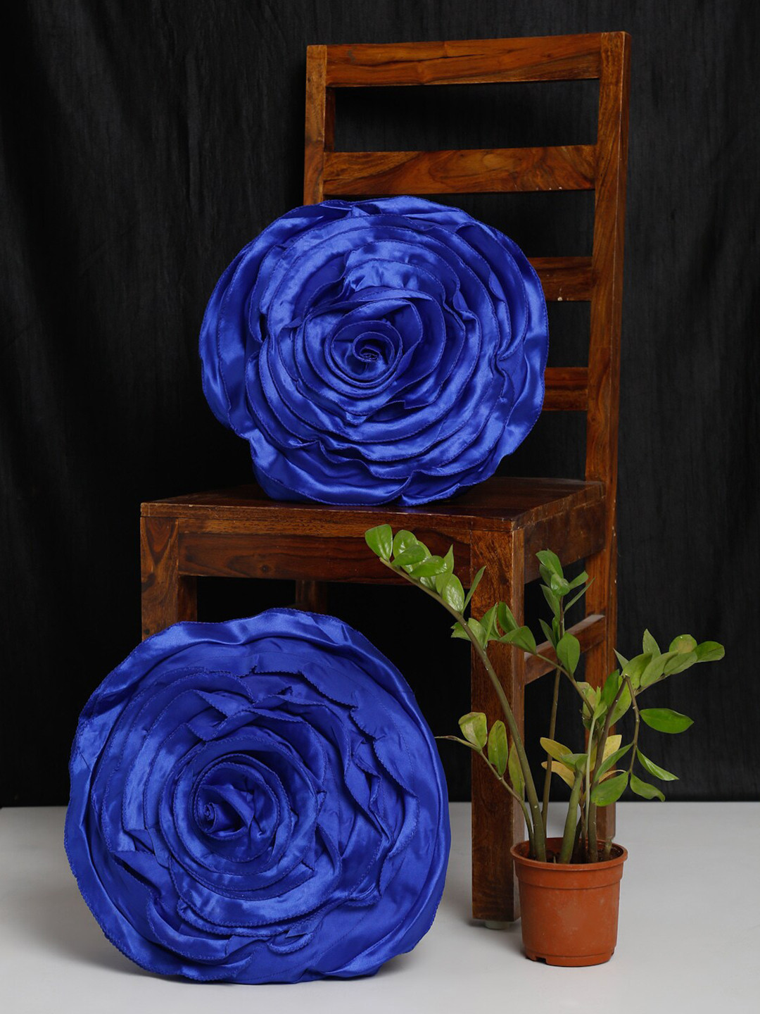 HOSTA HOMES Rose Flower Floral Satin Washable 2 Pcs Textured Cushion Covers - 16 x 16 In