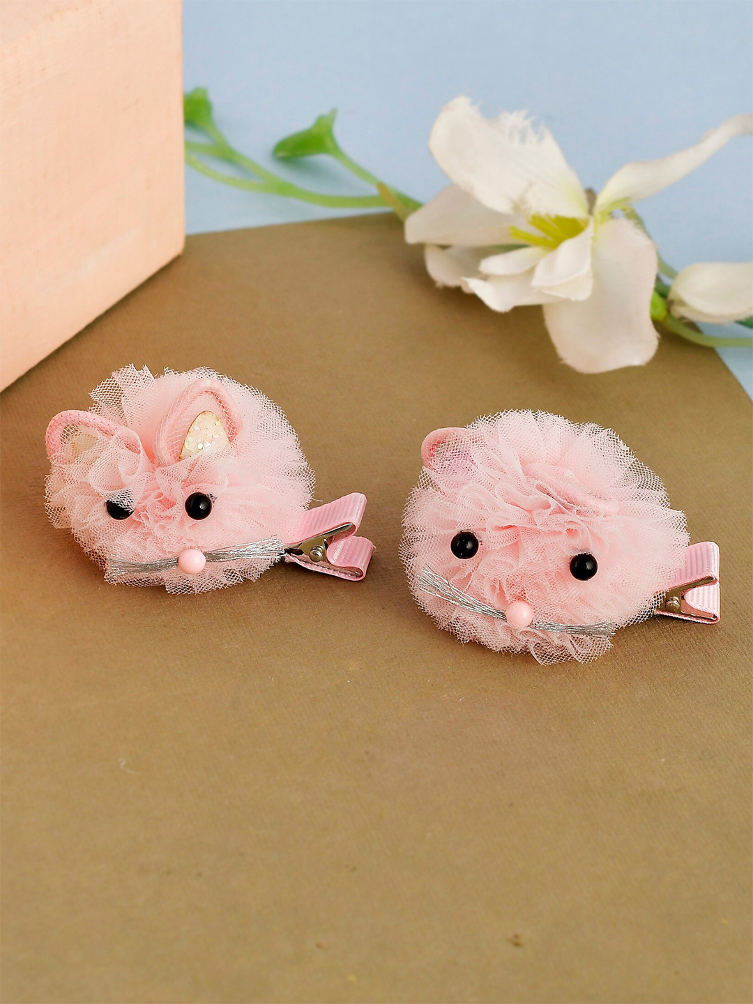 Silvermerc Designs Girls Pink Set of 2 Fur Alligator Hair Clip