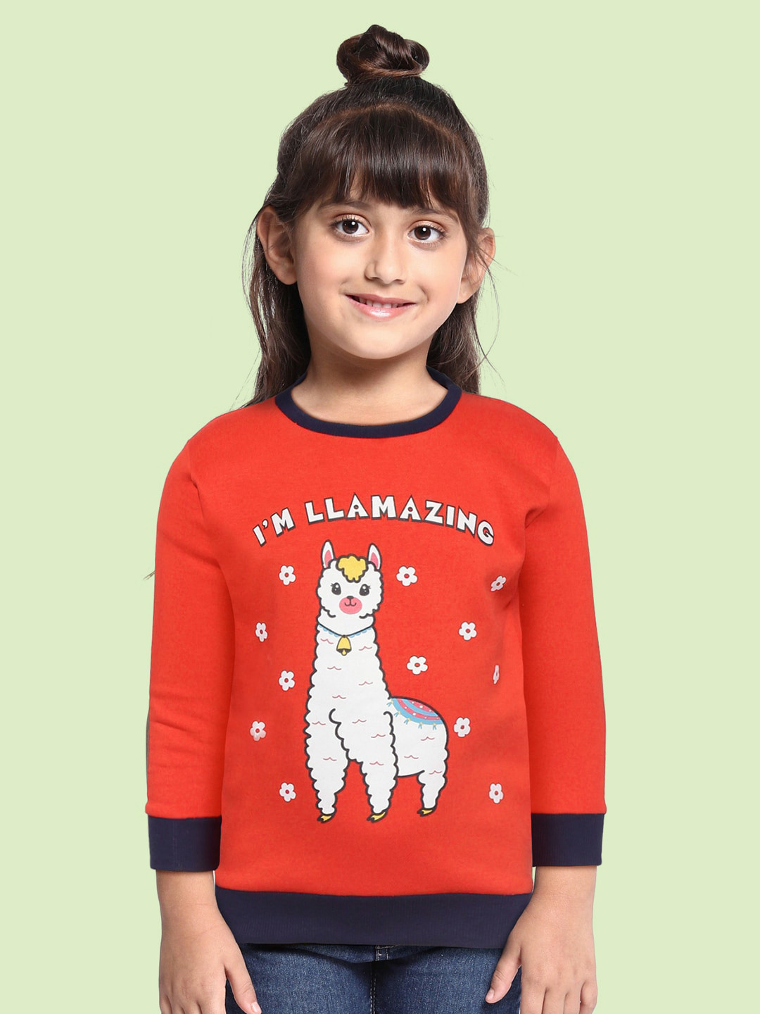 Wyld Sprog Girls Red Printed Sweatshirt