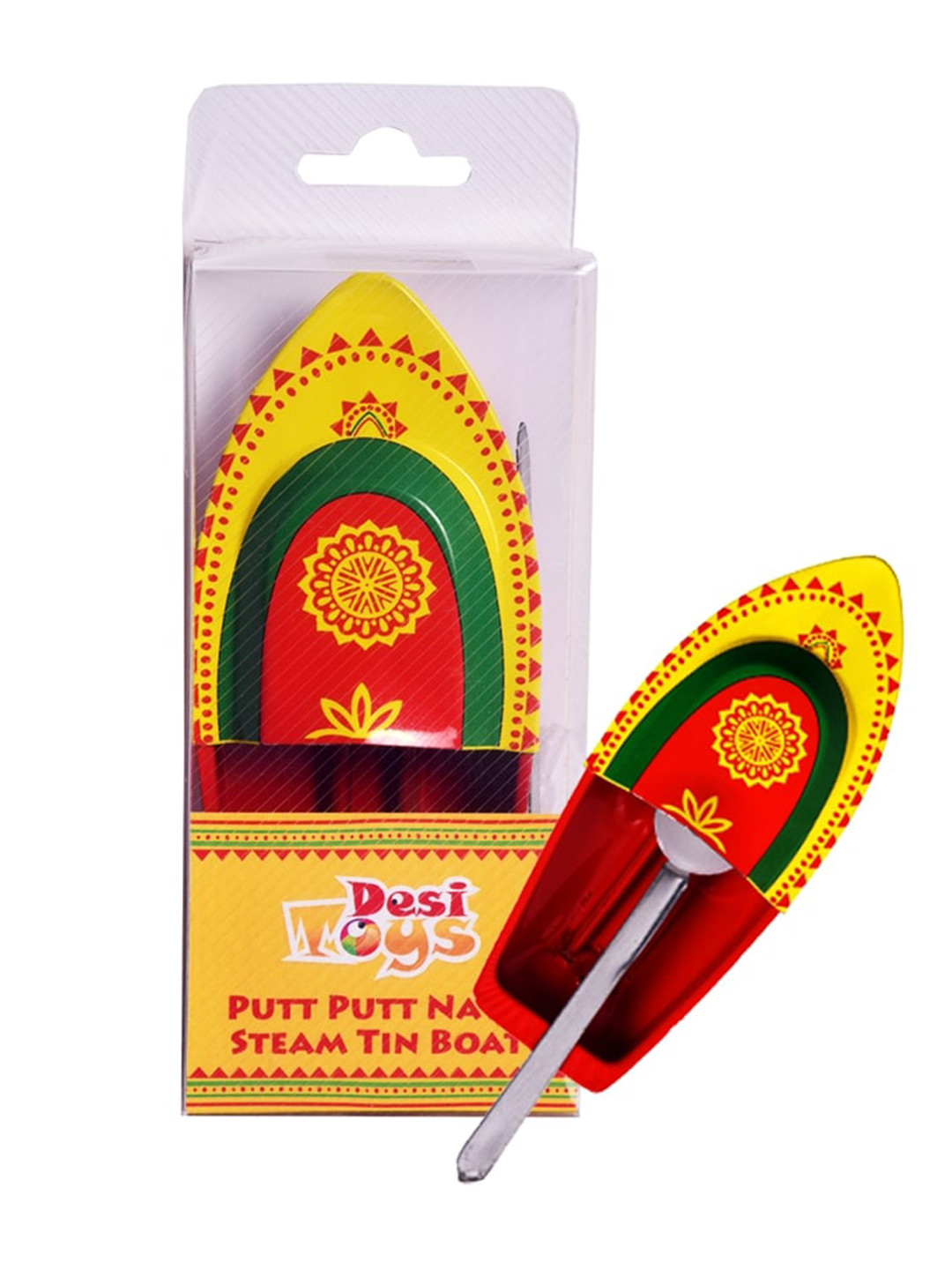 Desi Toys Kids Yellow & Orange Steam Tin Boat