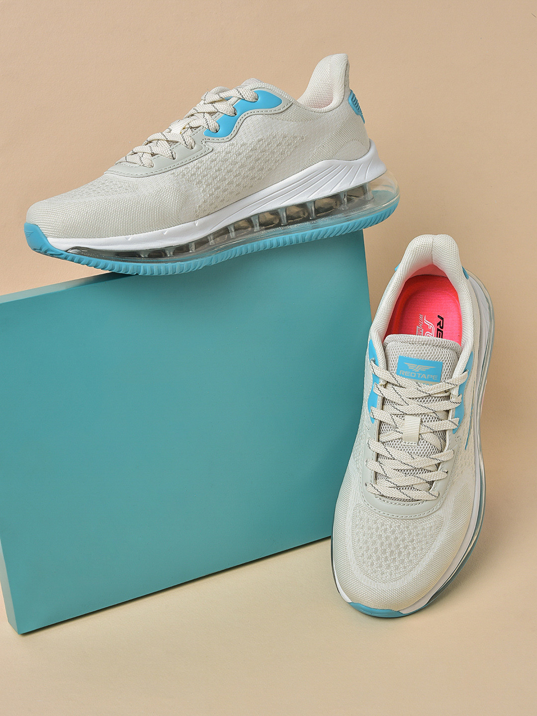 Red Tape Women Off White Mesh Walking Shoes