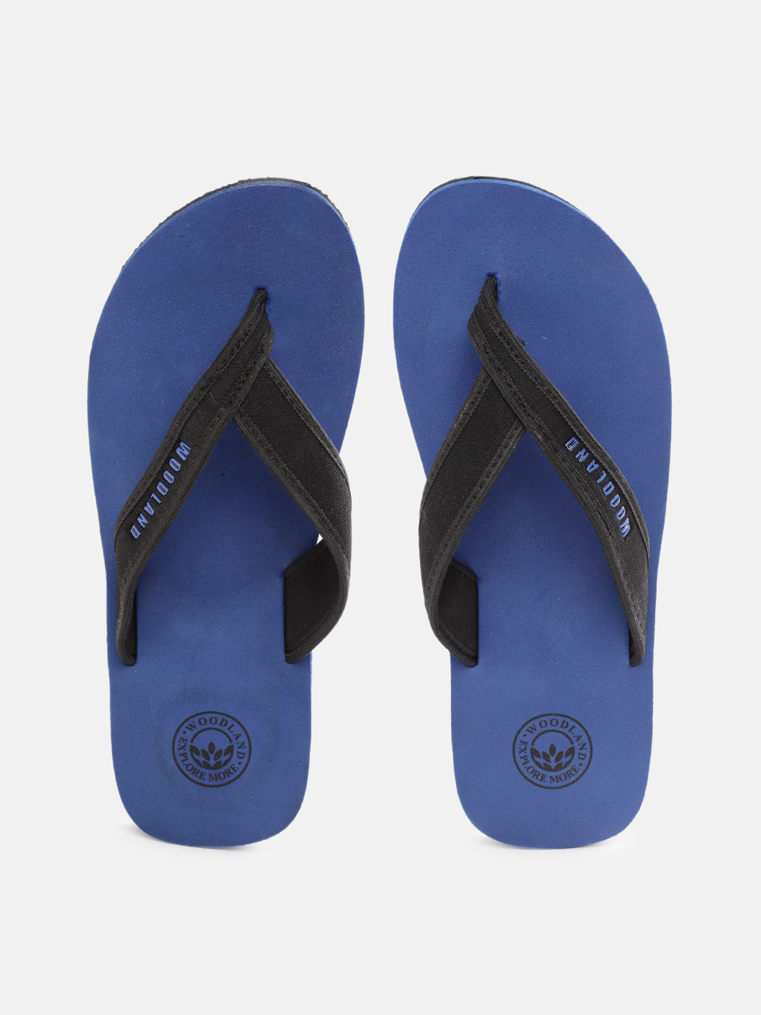 Woodland Men Blue & Black Solid Thong Flip-Flops