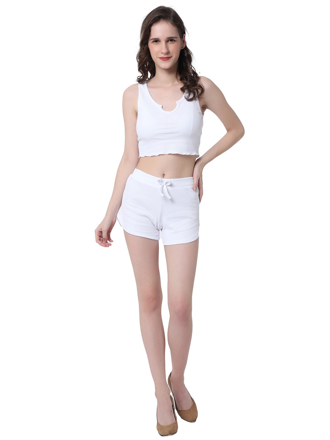 NoBarr White Regular Crop Top