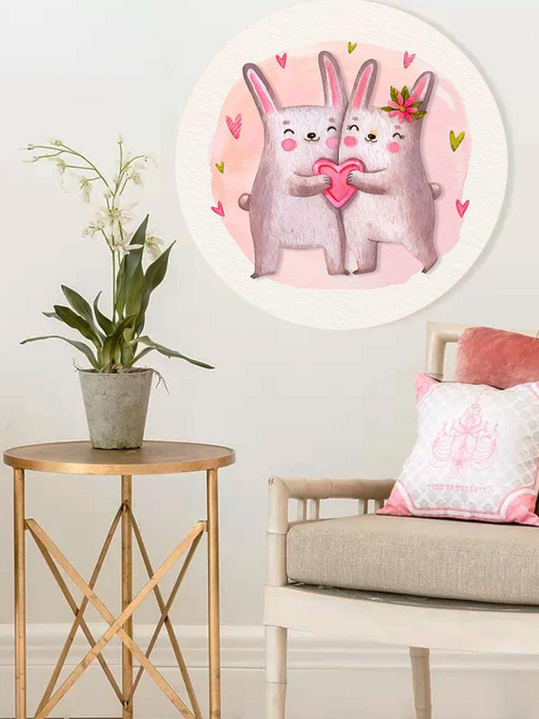 THE ARTMENT Pink & White Printed Medium Canvas Wall Art