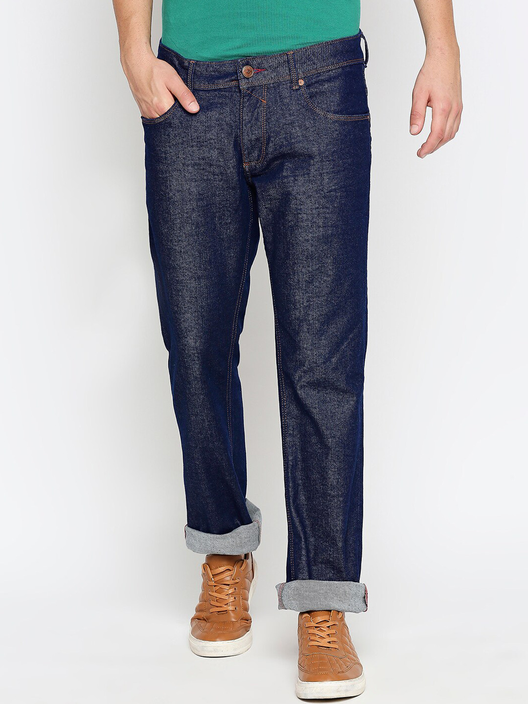Basics Men Navy Blue Low-Rise Stretchable Jeans