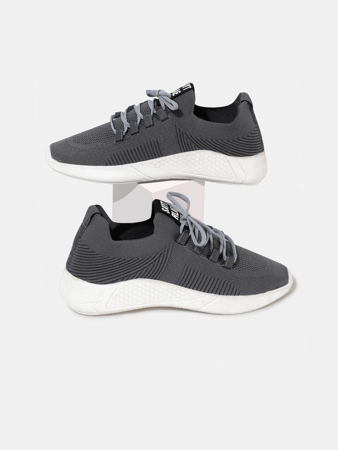 RapidBox Men Grey Woven Design Sneakers