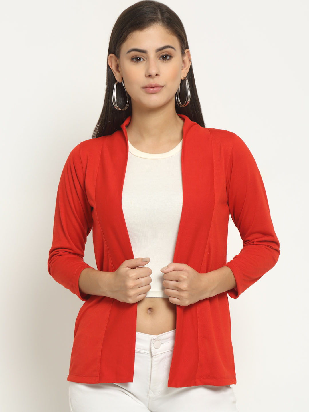 Rute Women Red Open Front Shrug