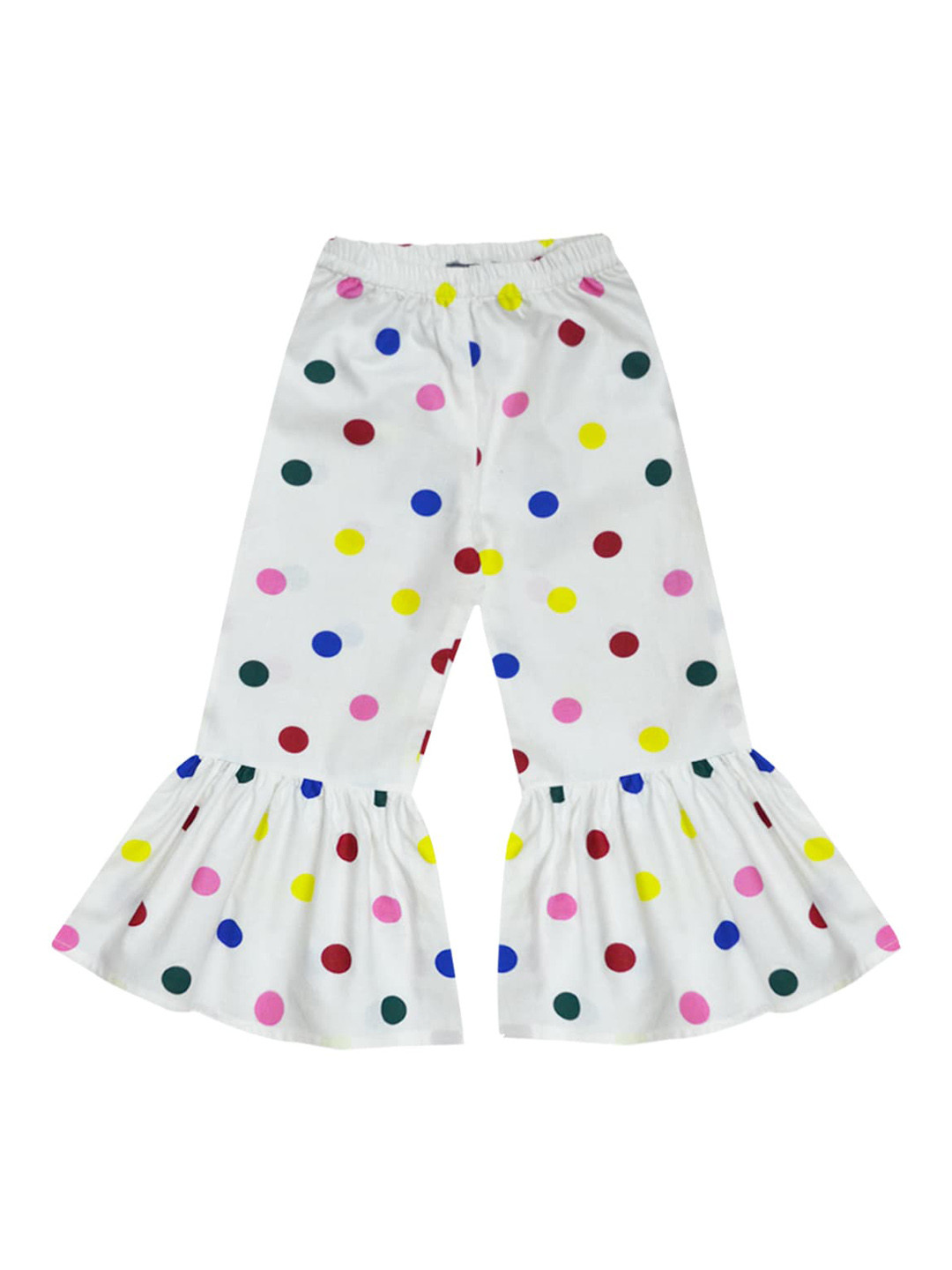 A T U N Girls Cream-Coloured Polka Dot Printed Culottes Trousers