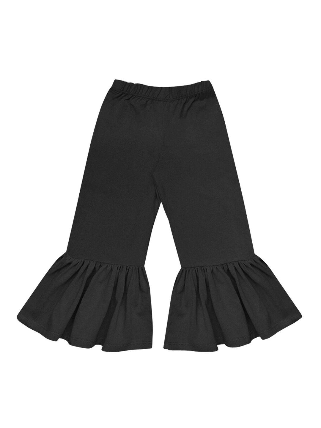 A T U N Girls Black Ruffle Trousers
