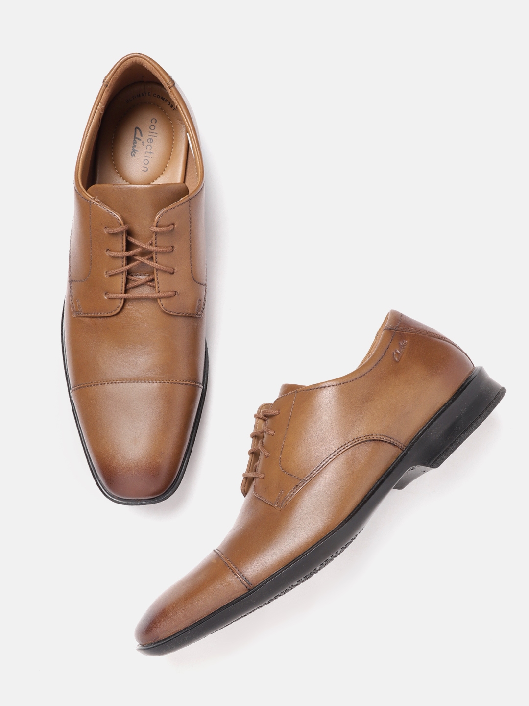 Buy Clarks Men Tan Brown Bensley Cap Leather Solid Formal Derbys Formal Shoes for Men 15922780 Myntra