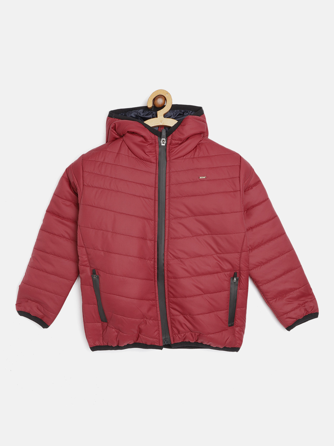 Gini and Jony Boys Maroon Fleece Padded Jacket