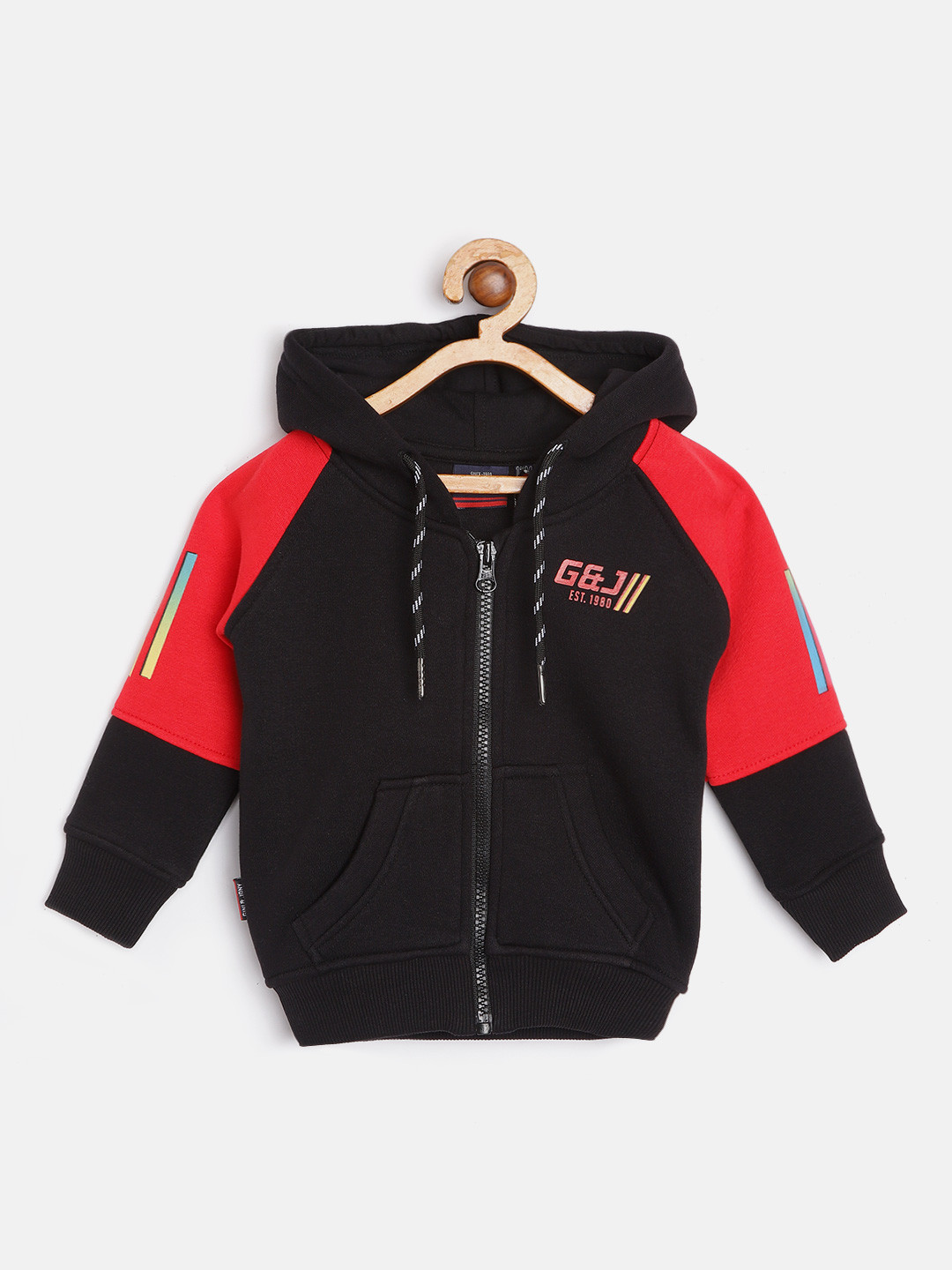 Gini and Jony Boys Black & Red Hooded Sweatshirt