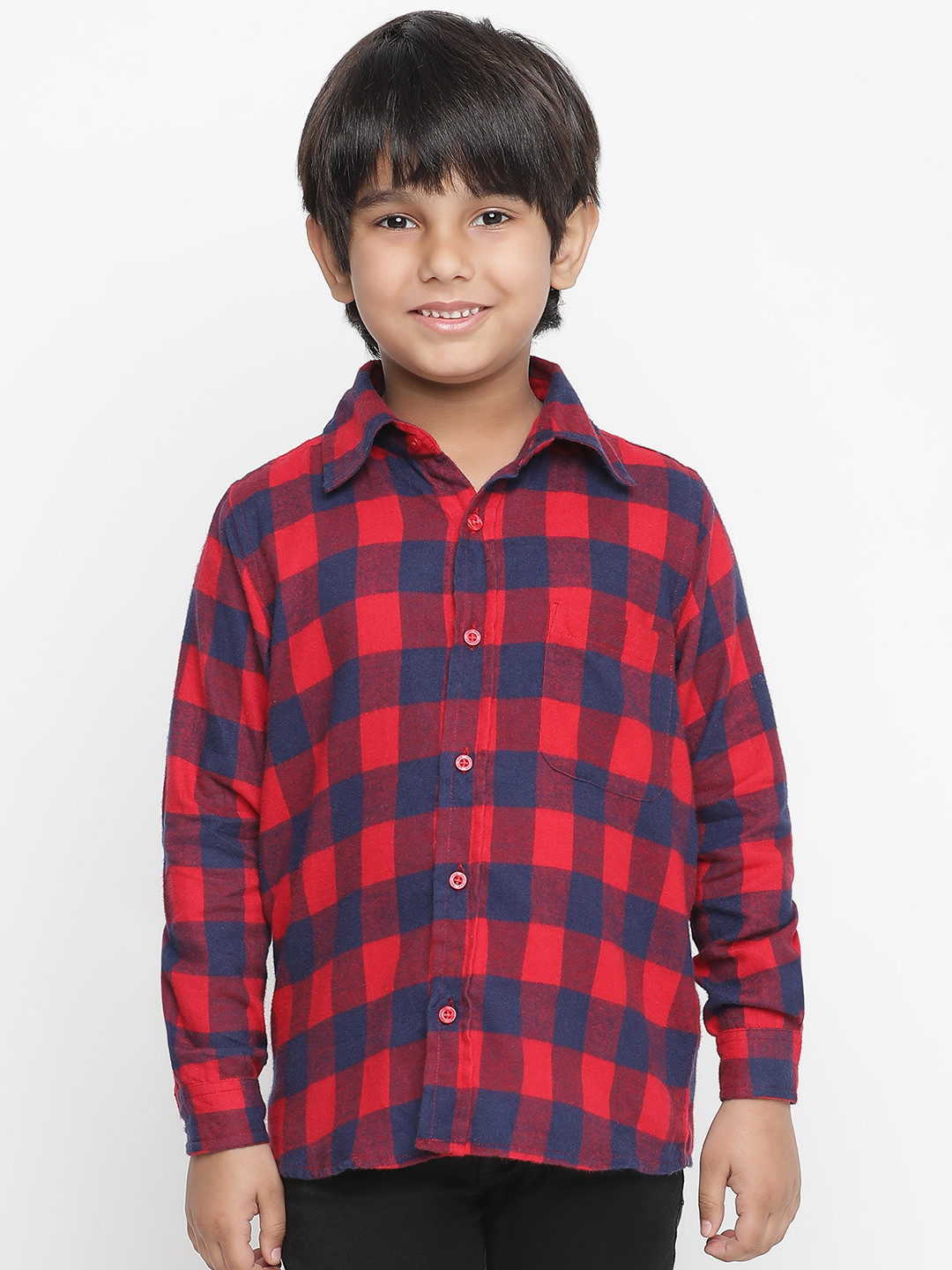 Oxolloxo Boys Red Buffalo Checks Opaque Checked Casual Shirt