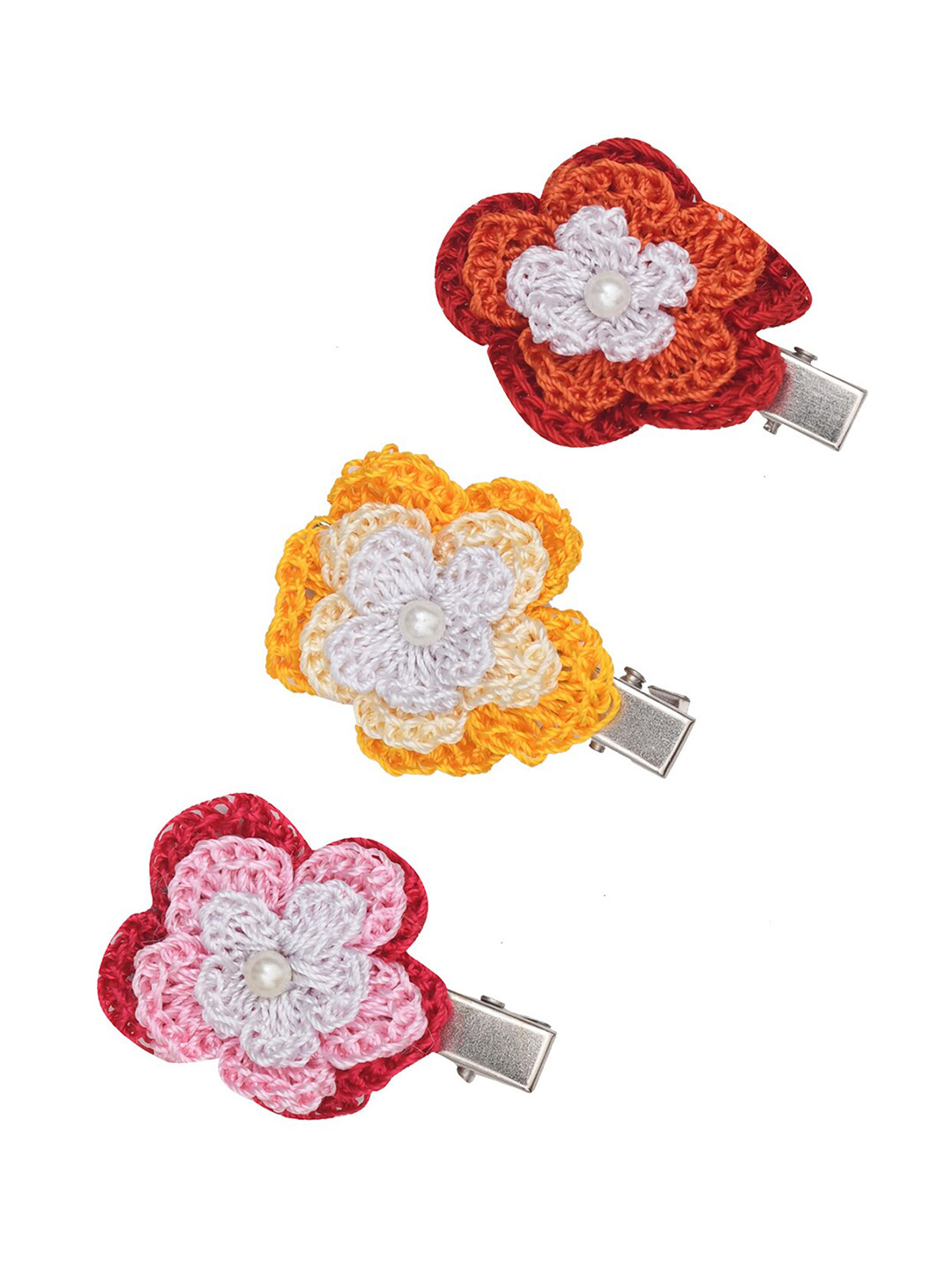 FUNKRAFTS Girls Yellow & Red Set of 3 Alligator Hair Clip