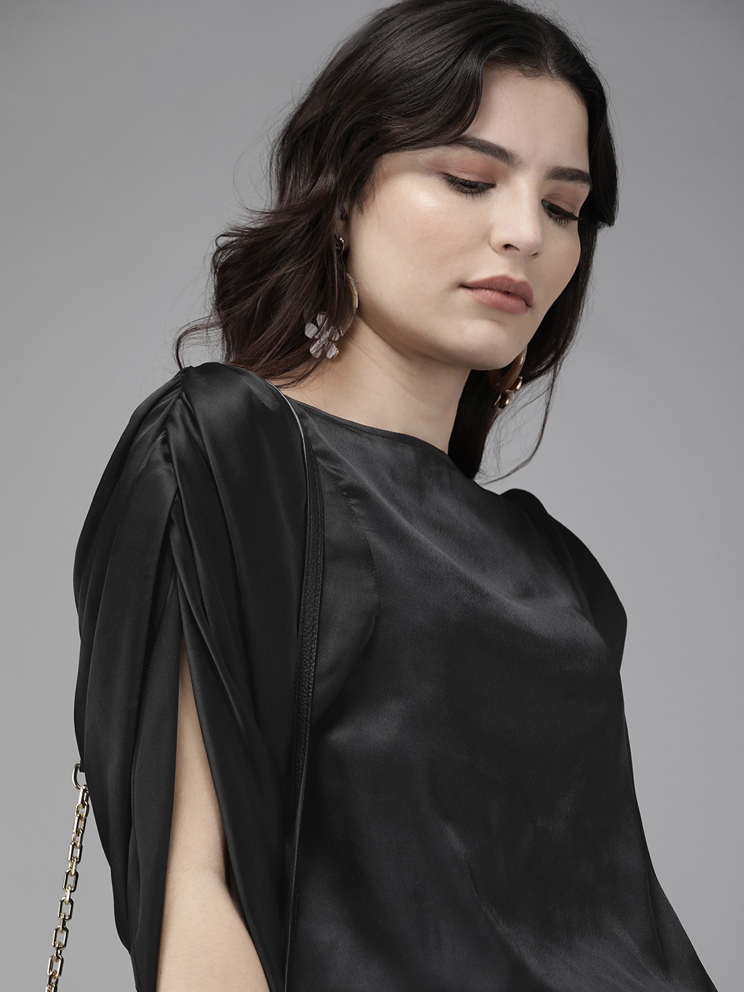 MISH Black Cinched Waist Top
